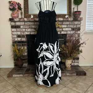 Style & Co Stretchy Floral Ruffle Strappy Maxi Sundress Sz L